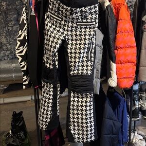 Women's SOS Black Snow Ski Pants Size 36 Small Houndstooth
